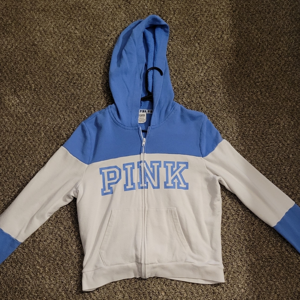 ☆•Victoria Secret Pink Zipper Down Hoodie •Size-Large •☆